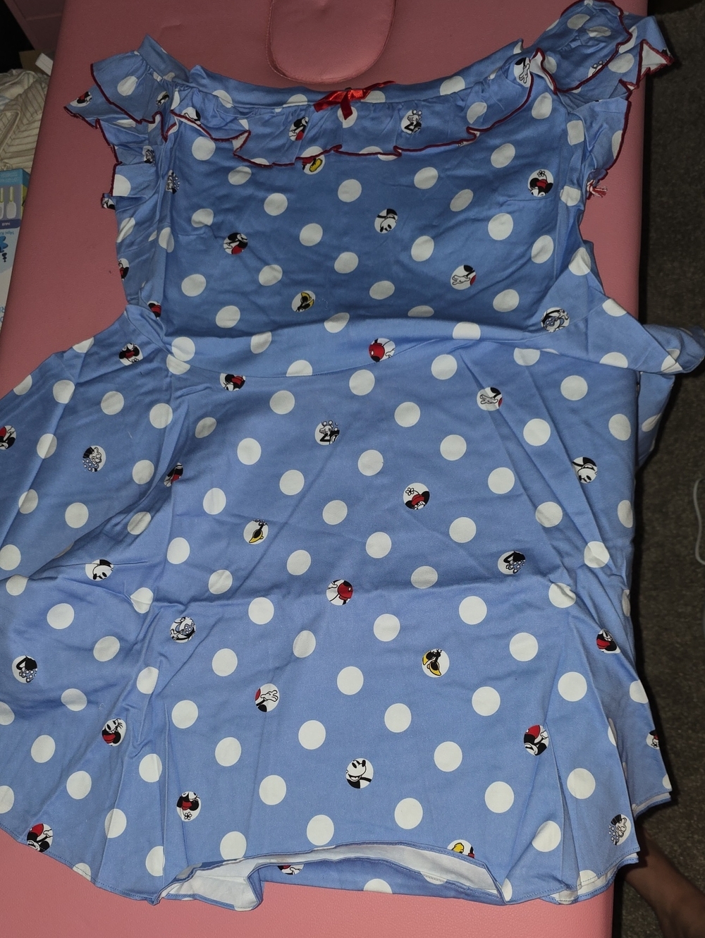Loungefly Stitch Shoppe Blue Minnie Polka Dot Ruffled Sleeveless Top